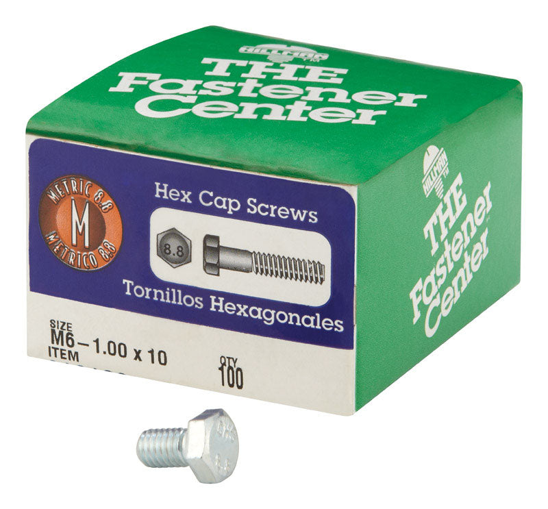 Hillman M6-1.00 mm x 10 mm Heat-Treated Steel Hex Head Cap Screws, 100-Pack
