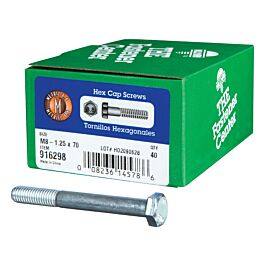 Hillman M8-1.25 x 70 mm Heat-Treated Steel Hex Head Cap Screws, Grade 8.8 (Box of 40)