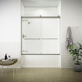 Levity 59 in. x 62 in. Semi-Frameless Sliding Tub Door in Matte Nickel with Handle - Super Arbor