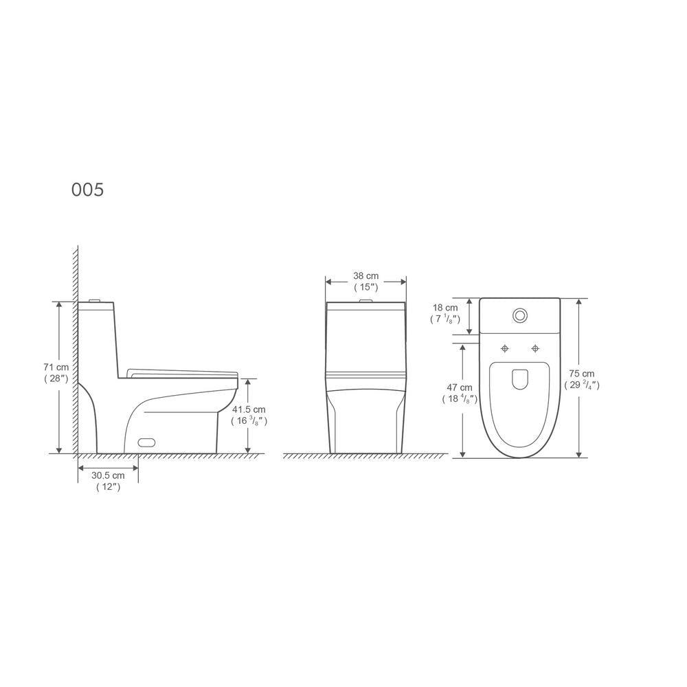 12 in. Rough-In 1-piece 1.1/ 1.6 GPF Dual Flush Elongated Siphonic Jet Toilet in White, Seat Included - Super Arbor