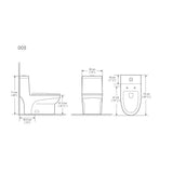 12 in. Rough-In 1-piece 1.1/ 1.6 GPF Dual Flush Elongated Siphonic Jet Toilet in White, Seat Included - Super Arbor