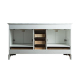 Newport 60 in. W x 22 in. D Vanity in White with Marble Vanity Top in Carrara White and Mirror - Super Arbor