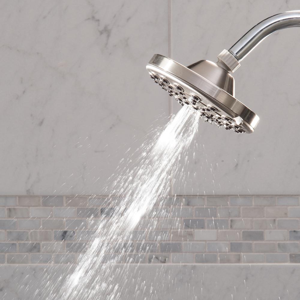 6-Spray 6 in. Single Wall Mount Low Flow Fixed Rain Shower Head in Brushed Nickel - Super Arbor