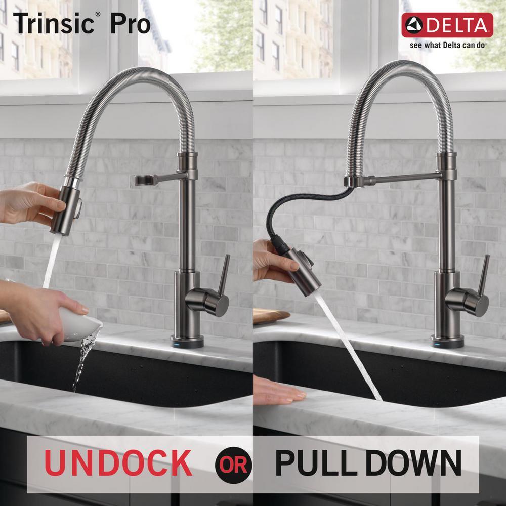 Trinsic Pro Single-Handle Pull-Down Sprayer Kitchen Faucet with Touch2O Technology and Spring Spout in Arctic Stainless - Super Arbor