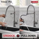 Trinsic Pro Single-Handle Pull-Down Sprayer Kitchen Faucet with Touch2O Technology and Spring Spout in Arctic Stainless - Super Arbor