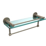 Fresno 16 in. L  x 5 in. H  x 5 in. W Clear Glass Bathroom Shelf with Vanity Rail and Towel Bar in Polished Chrome - Super Arbor