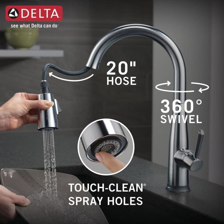 Delta Essa Touch2O Arctic Stainless 1-Handle Deck-Mount Pull-Down Touch Kitchen Faucet (Deck Plate Included)