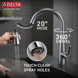 Delta Essa Touch2O Arctic Stainless 1-Handle Deck-Mount Pull-Down Touch Kitchen Faucet (Deck Plate Included)