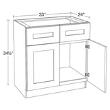 Home Decorators Collection Newport 33 in. W x 24 in. D x 34.5 in. H Assembled Plywood Sink Base Kitchen Cabinet in Mythic Blue with Soft Close
