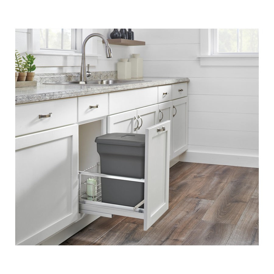 Rev-A-Shelf 24-Quart Plastic Soft-Close Bottom-Mount Pull-Out Trash & Compost Bin – Orion Gray (5349-15CKOG-1)