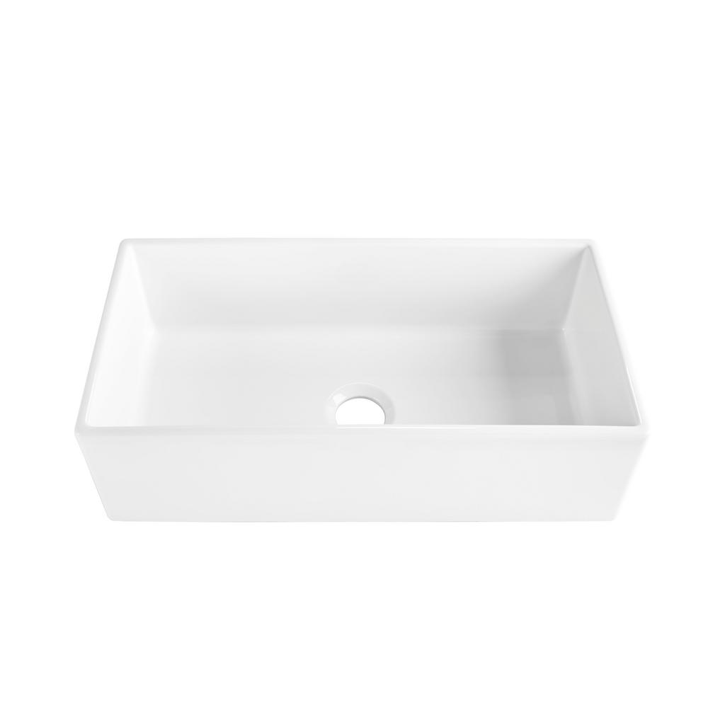 Bradstreet II Farmhouse/Apron-Front Fireclay 30 in. Single Bowl Kitchen Sink in Crisp White - Super Arbor