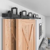 6 ft./72 in. Steel Bypass Sliding Barn Door Hardware Track for Double Wooden Doors Closet Kitchen Kit - Super Arbor