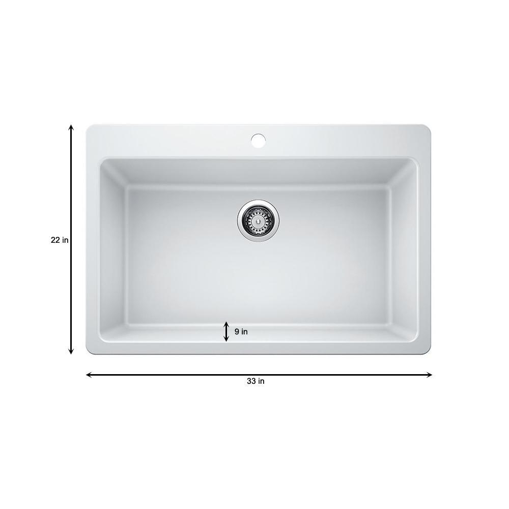 Glacier Bay Drop-in/Undermount Granite Composite 33 in. Single Bowl Kitchen Sink in White - Super Arbor