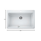 Glacier Bay Drop-in/Undermount Granite Composite 33 in. Single Bowl Kitchen Sink in White - Super Arbor