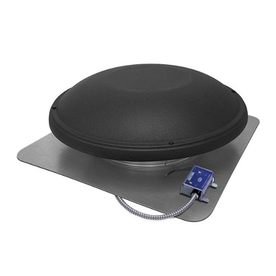 GAF MasterFlow Roof-Mounted Power Attic Vent with Humidistat/Thermostat, 1,500 CFM, Black