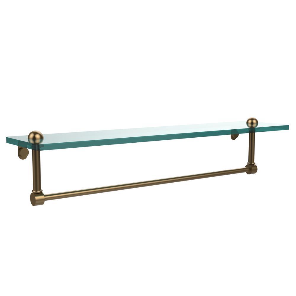 22 in. L  x 5 in. H  x 5 in. W Clear Glass Vanity Bathroom Shelf with Towel Bar in Antique Bronze - Super Arbor