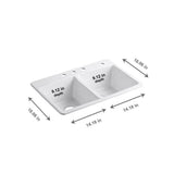 Brookfield Drop-In Cast Iron 33 in. 4-Hole Double Bowl Kitchen Sink in White - Super Arbor