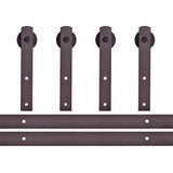 144 in. Antique Bronze Classic Straight Strap Double Track Barn Door Hardware Kit - Super Arbor