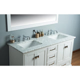 Newport 60 in. W x 22 in. D Vanity in White with Marble Vanity Top in Carrara White and Mirror - Super Arbor