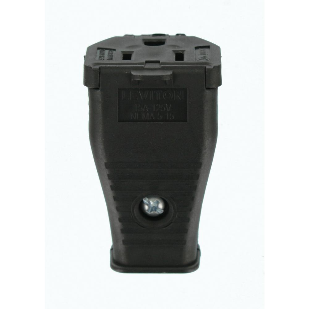 15 Amp 125-Volt 2-Pole 3-Wire Grounding Cord Outlet, Black - Super Arbor