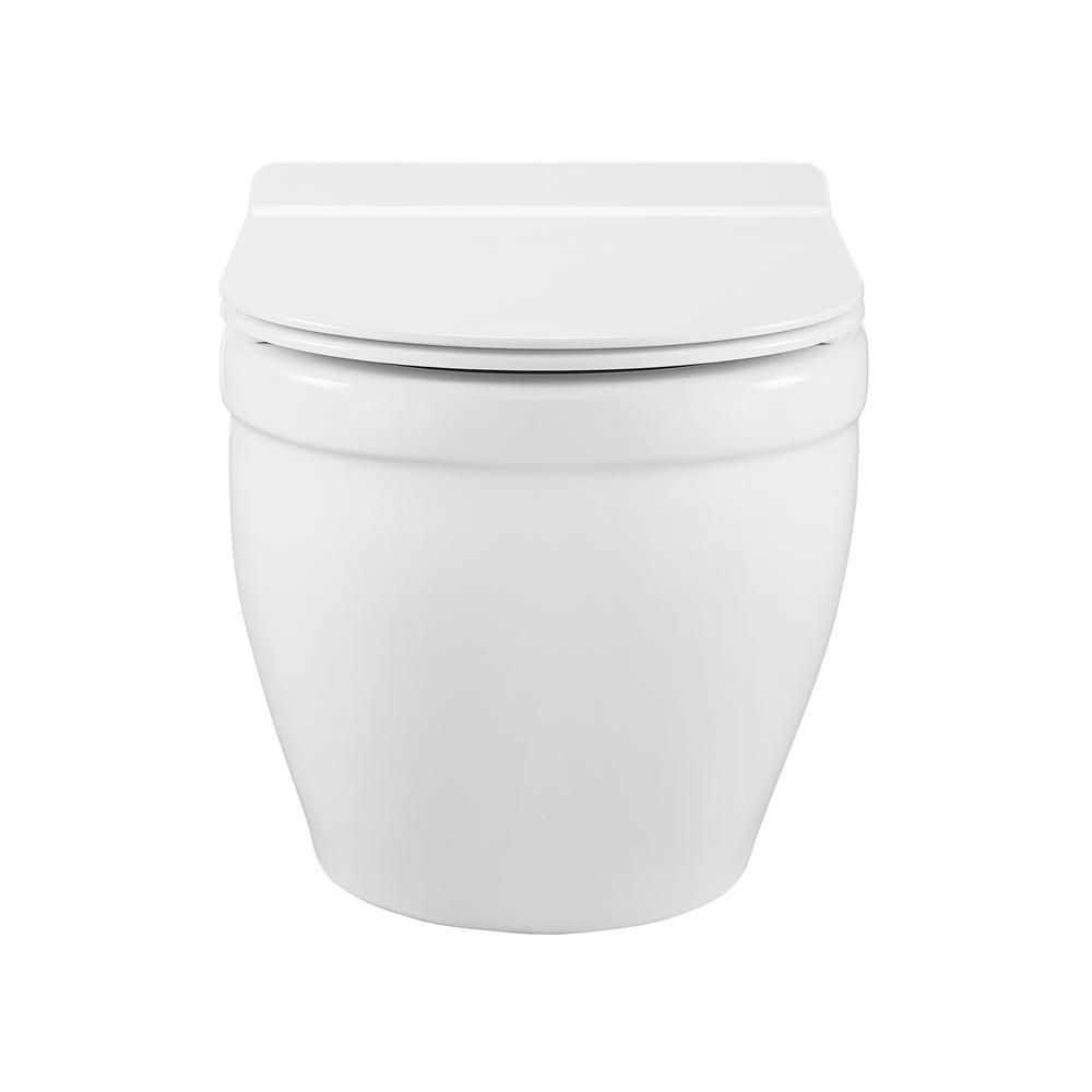 Ivy Wall Hung Elongated Toilet Bowl Only 0.8/1.28 GPF Dual Flush in White - Super Arbor