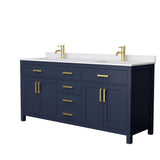 Beckett 72 in. W x 22 in. D Double Bath Vanity in White with Cultured Marble Vanity Top in Carrara with White Basins - Super Arbor