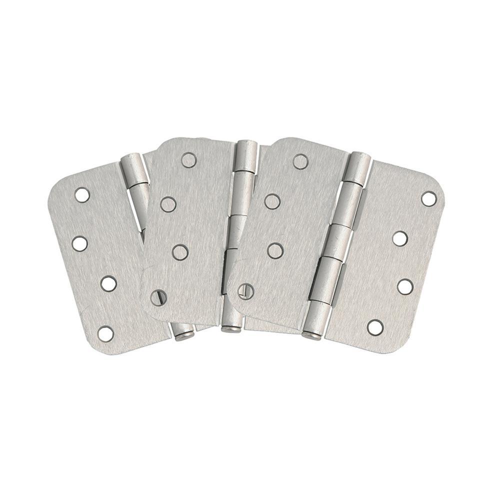 4 in. x 1/4 in. Radius Satin Nickel Door Hinge Value Pack (10 per Pack) - Super Arbor
