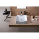 Square Bathroom Ceramic Vessel Sink Art Basin in White - Super Arbor