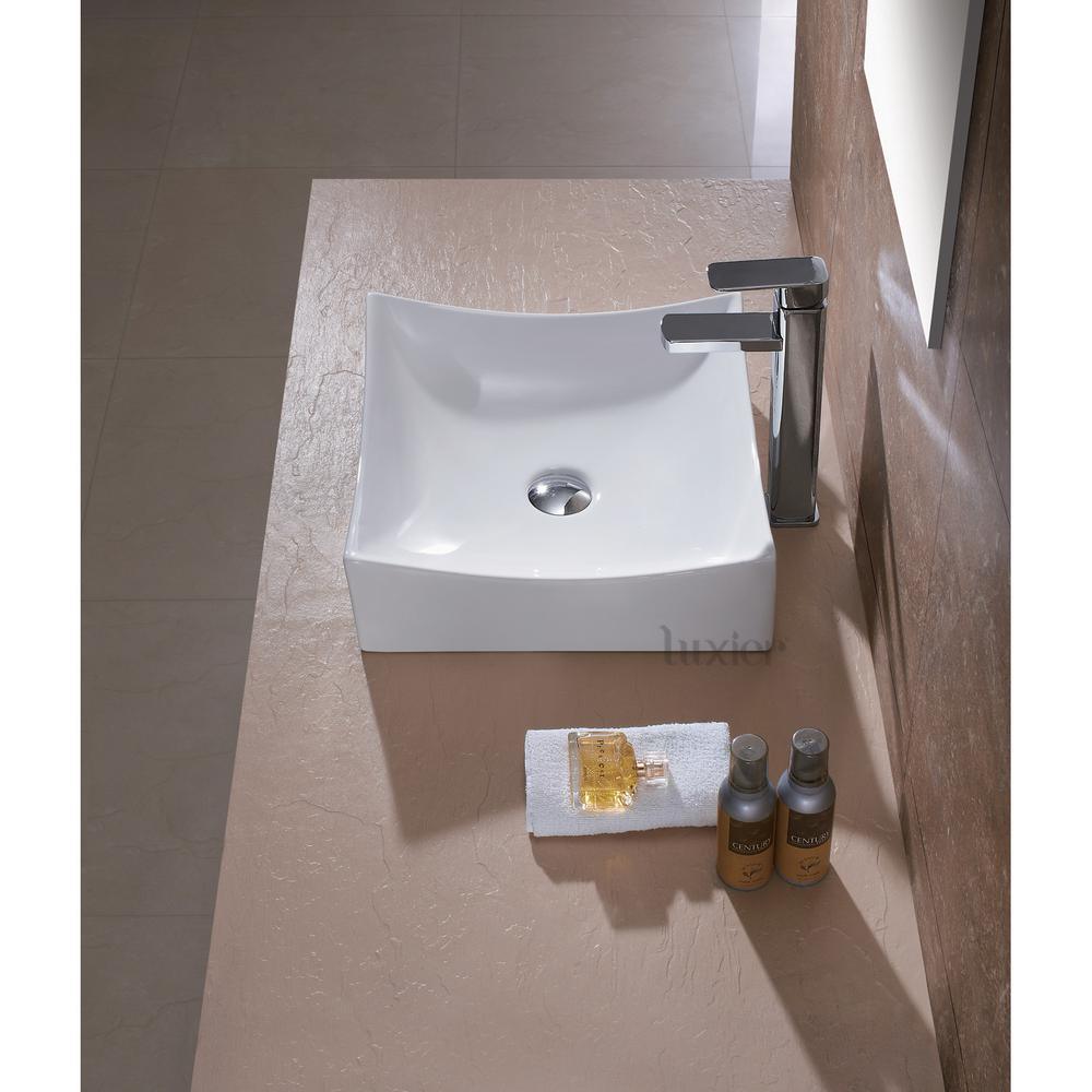 Square Bathroom Ceramic Vessel Sink Art Basin in White - Super Arbor