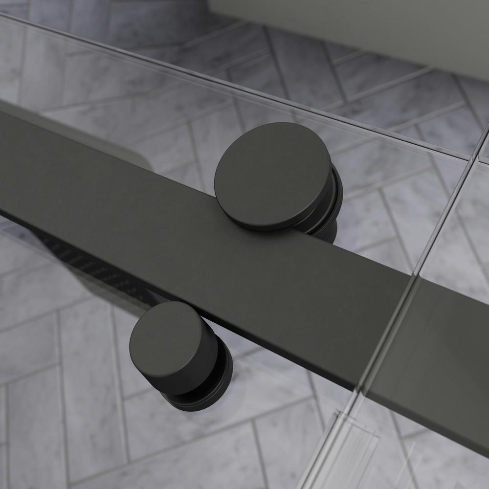 Commix 48 in. x 76 in. Frameless Sliding Shower Door in Matte Black with 5/16 in. (8 mm) Clear Glass - Super Arbor