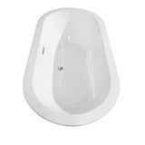 Soho 59.75 in. Acrylic Flatbottom Center Drain Soaking Tub in White with Floor Mounted Faucet in Brushed Nickel - Super Arbor