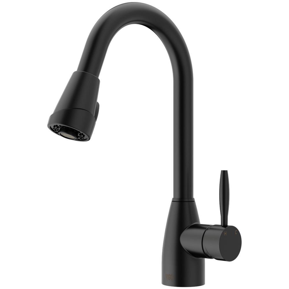 Graham Single-Handle Pull-Down Sprayer Kitchen Faucet in Matte Black - Super Arbor