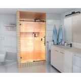 52 in. - 56 in. x 78 in. Frameless Sliding Shower Door in Matte Black with Handle - Super Arbor