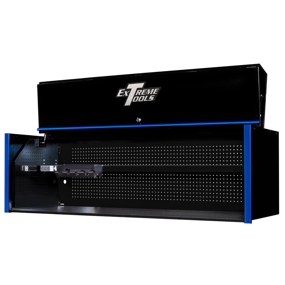 RX Professional 72 in. 0-Drawer Extreme Power Workstation Hutch in Black with Blue Handle - Super Arbor
