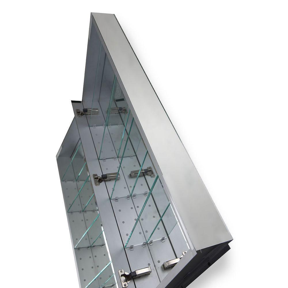 12 in. W x 30 in. H x 4 in. D Recessed or Surface Mount Medicine Cabinet in Aluminum - Super Arbor