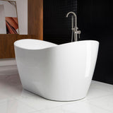 Ladlow 59 in. Acrylic Freestanding Double Slipper Flat Bottom Soaking Bathtub with Drain and Overflow Included in White - Super Arbor
