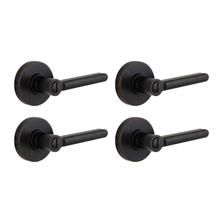 Tonbridge Aged Bronze Bed/Bath Door Lever with Round Rose (4-Pack)
