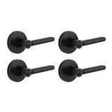 Tonbridge Aged Bronze Bed/Bath Door Lever with Round Rose (4-Pack)