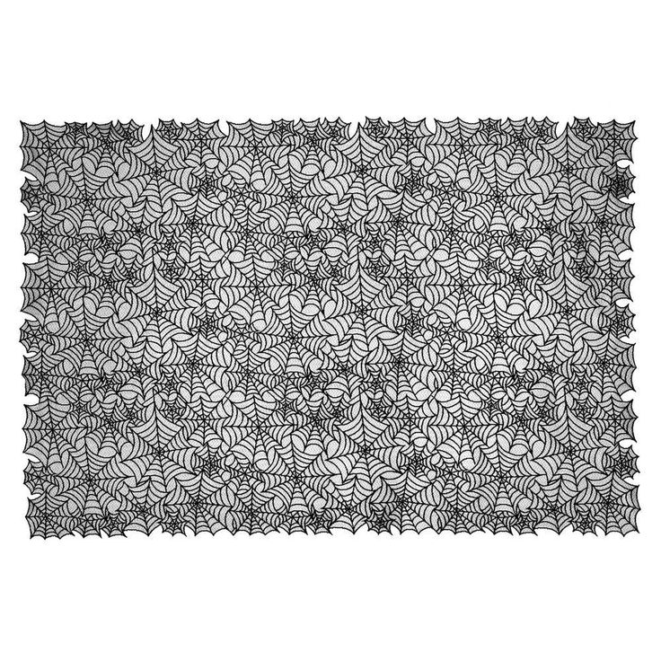 Spider Web Rectangle Black Polyester Tablecloth