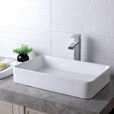 24 in. x 16 in. Bathroom Vessel Sink Modern Rectangle Bathroom Above in White Porcelain Ceramic Vanity Sink Art Basin - Super Arbor