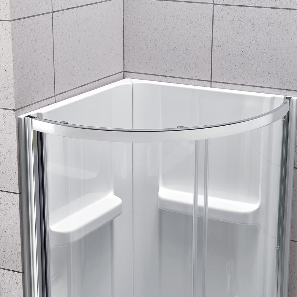Maia 32 in. x 79.50 in. Corner Drain Corner Shower Kit in Clear and Chrome - Super Arbor