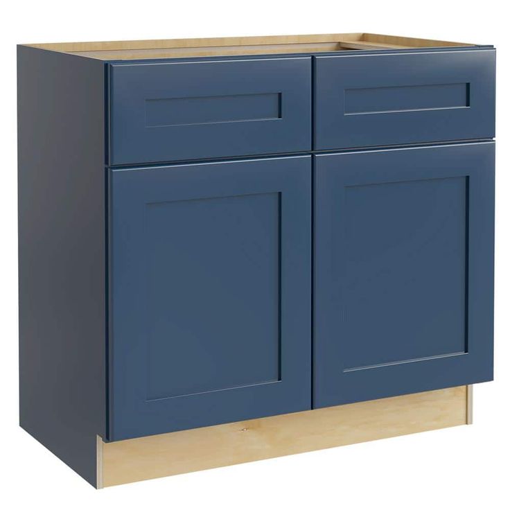 Home Decorators Collection Newport 33 in. W x 24 in. D x 34.5 in. H Assembled Plywood Sink Base Kitchen Cabinet in Mythic Blue with Soft Close