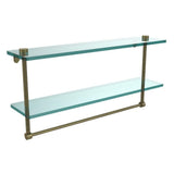 22 in. L  x 12 in. H  x 5 in. W 2-Tier Clear Glass Bathroom Shelf with Towel Bar in Oil Rubbed Bronze - Super Arbor