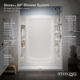 STORE+ 30 in. x 60 in. Single Threshold Left-Hand Shower Base with Shower Walls and 12-Piece Accessory Kit in White - Super Arbor