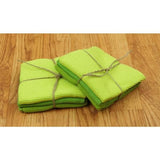 Knitted Set of 6 Kitchen Dishcloths, Leaf Green