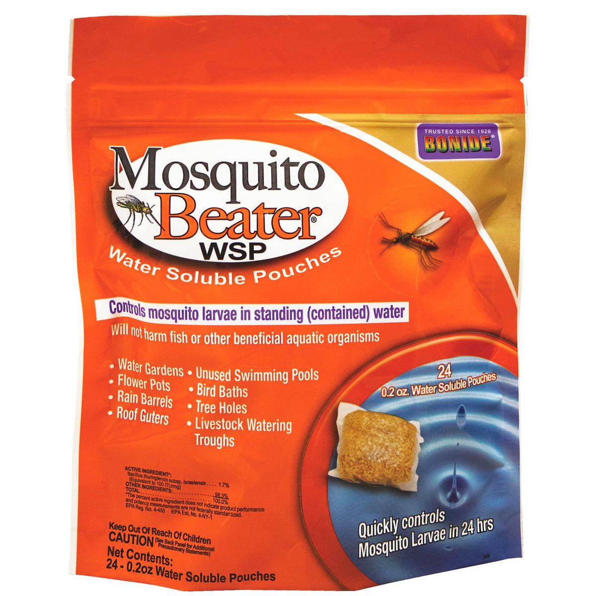 Bonide Mosquito Beater Water Soluble Pouches – 24 Pack (.2 oz each)
