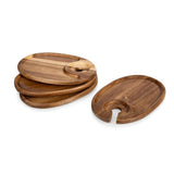 9 in. x 6 in. x 0.5 in. Acacia Wood Wine & Appetizer Plates (Set of 4)