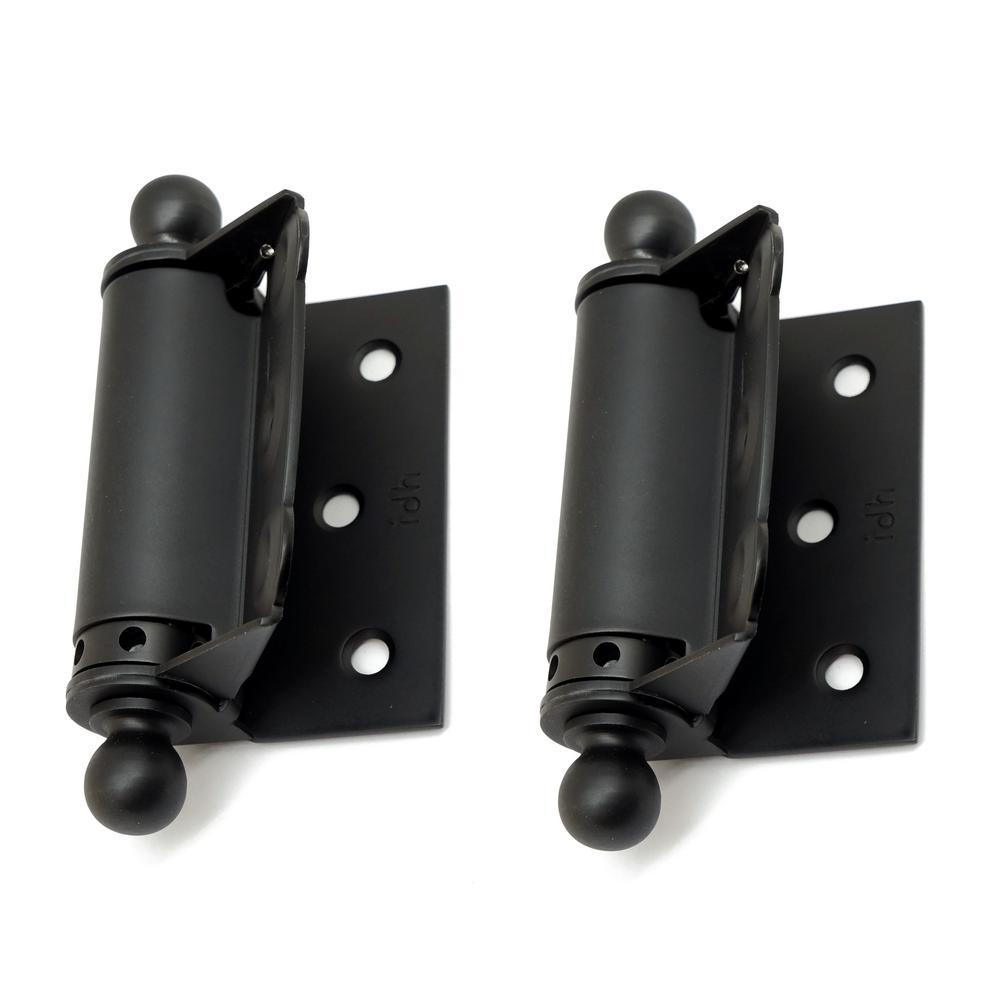 1-1/2 in. x 2-3/4 in. Solid Brass Adjustable Half Surface Screen Door Hinge with Ball Finials in Matte Black(1-Pair) - Super Arbor
