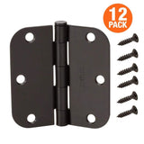 3-1/2 in. x 5/8 in. Radius Oil-Rubbed Bronze Door Hinge Value Pack (12 per Pack)