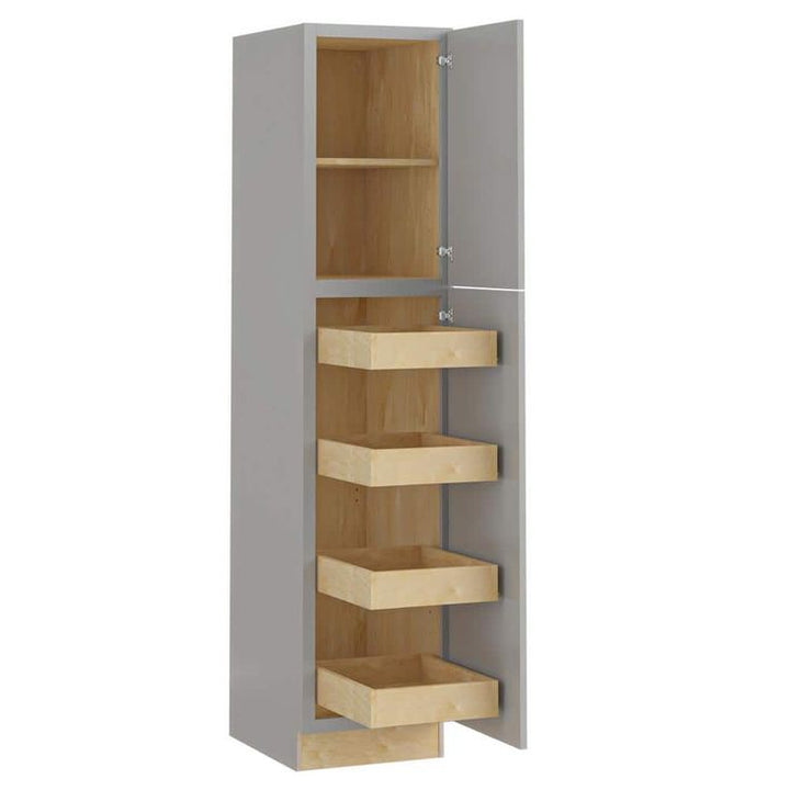 Home Decorators Collection Washington Veiled Gray Plywood Shaker Assembled Utility Pantry Kitchen Cabinet 4 ROT Sft Cls 18 in W x 24 in D x 90 in H